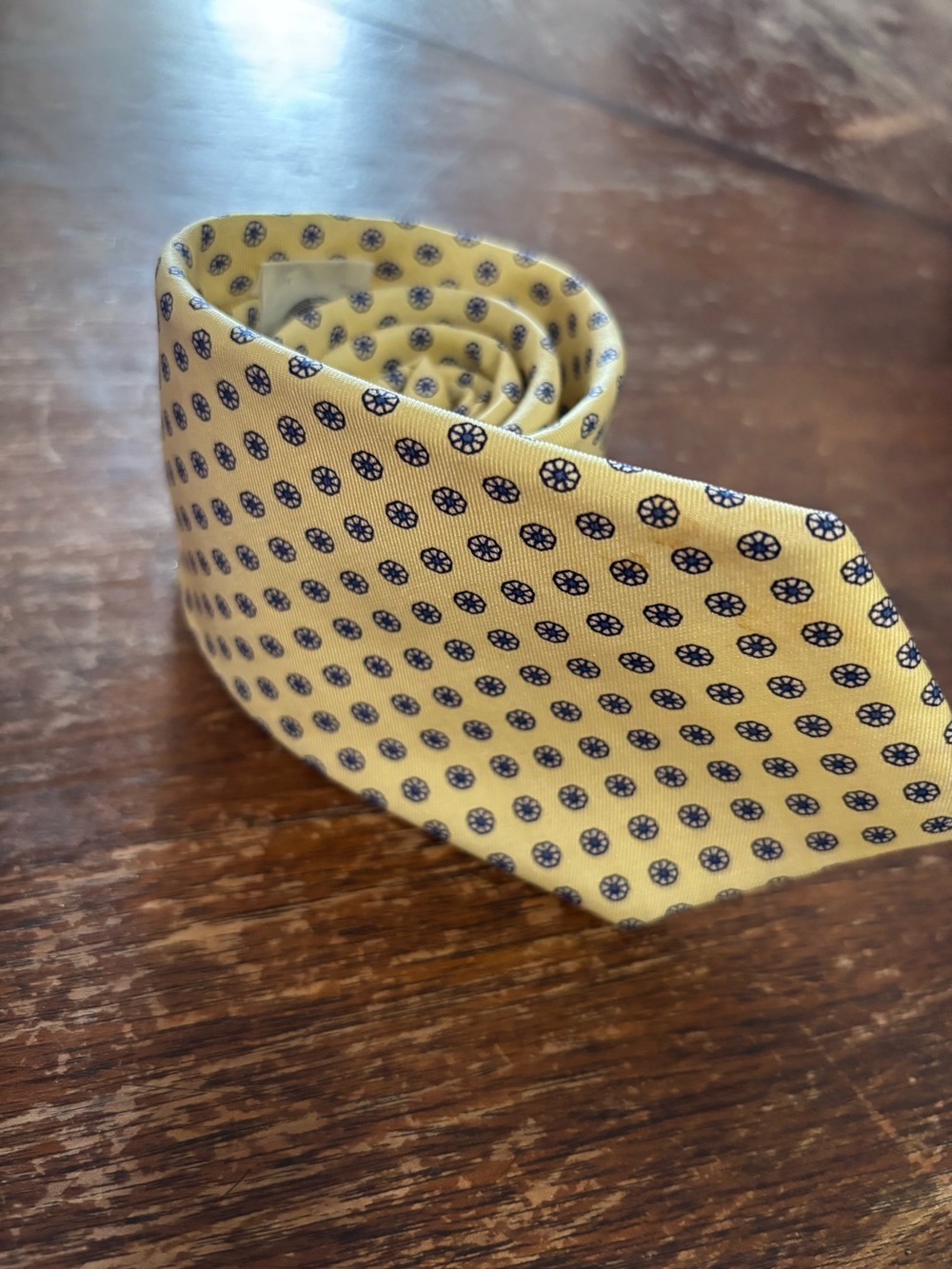 Bert Pulitzer Men's Yellow Patterned Silk Tie - Classic Dot Motif